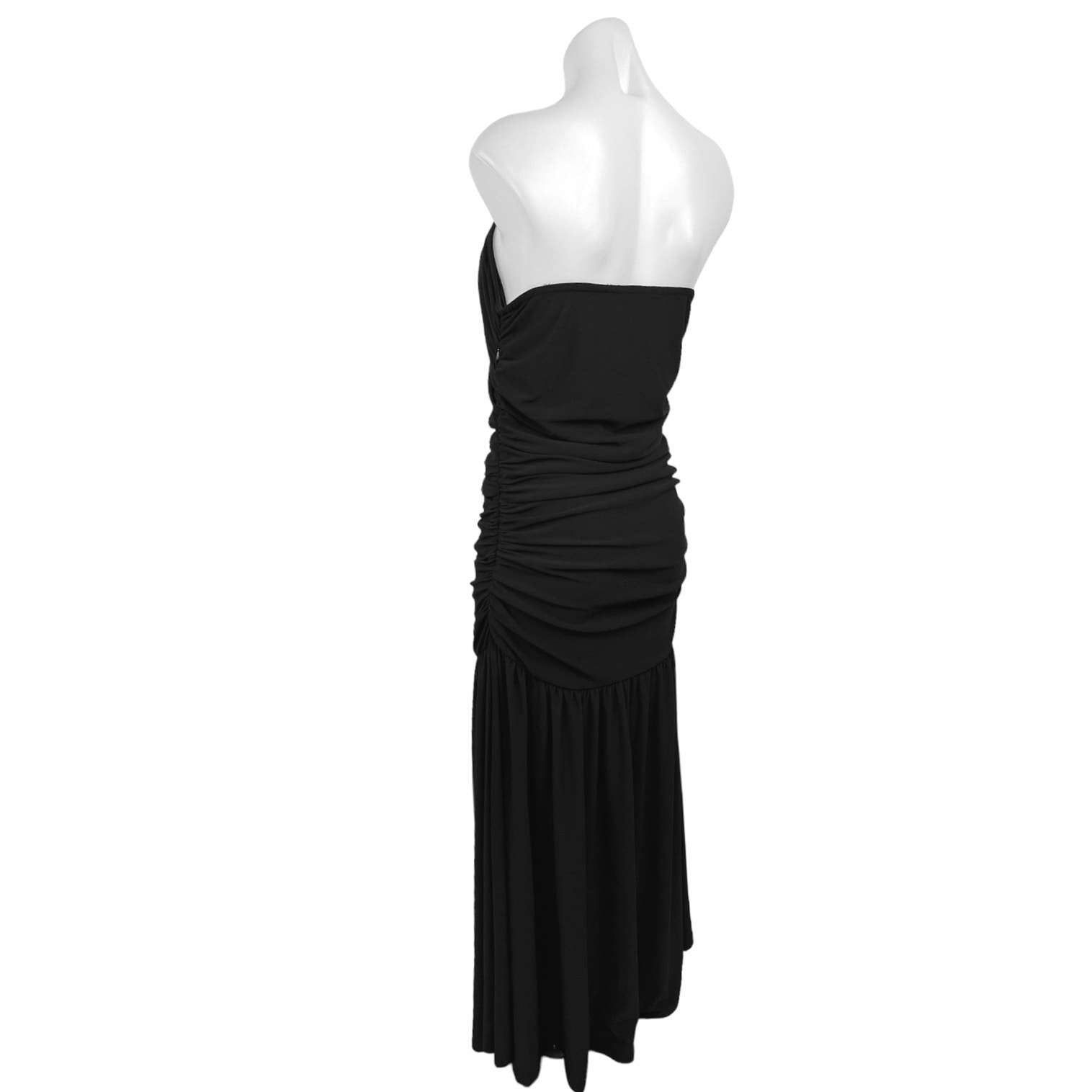 Pixie Market Women's Solid Ruched Black Strapless Flared Long Maxi Dress Size L — image 6 of 8